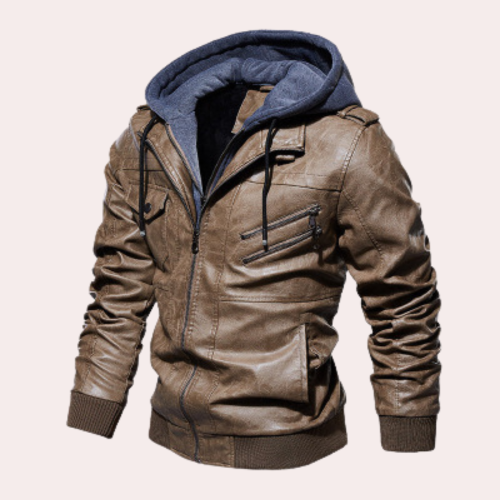 Premium Fake Leather Padded Hoodie Jacket