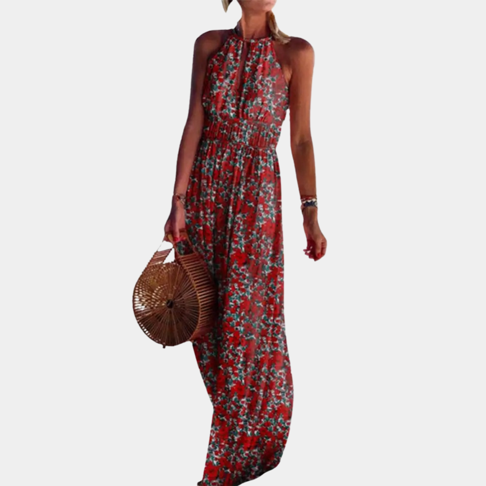Loose Fit Summer Dress - Strapless Neckline - Slim Waist