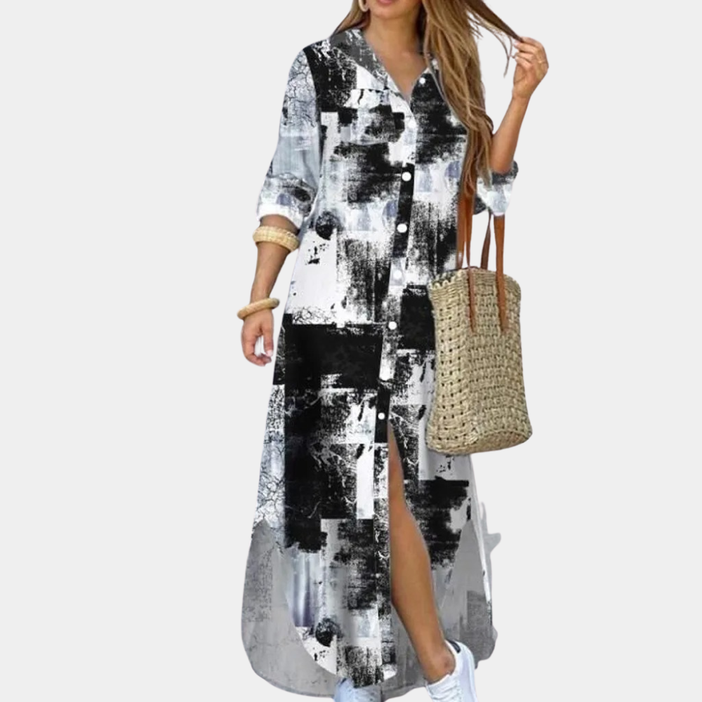 Ladies Long Sleeve Printed Maxi Dress - Nocini