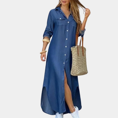Ladies Long Sleeve Printed Maxi Dress