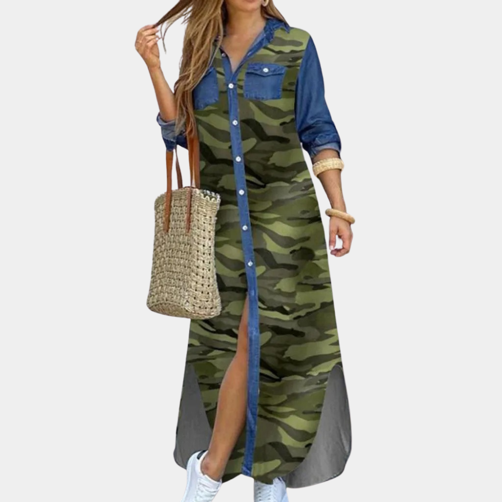 Ladies Long Sleeve Printed Maxi Dress