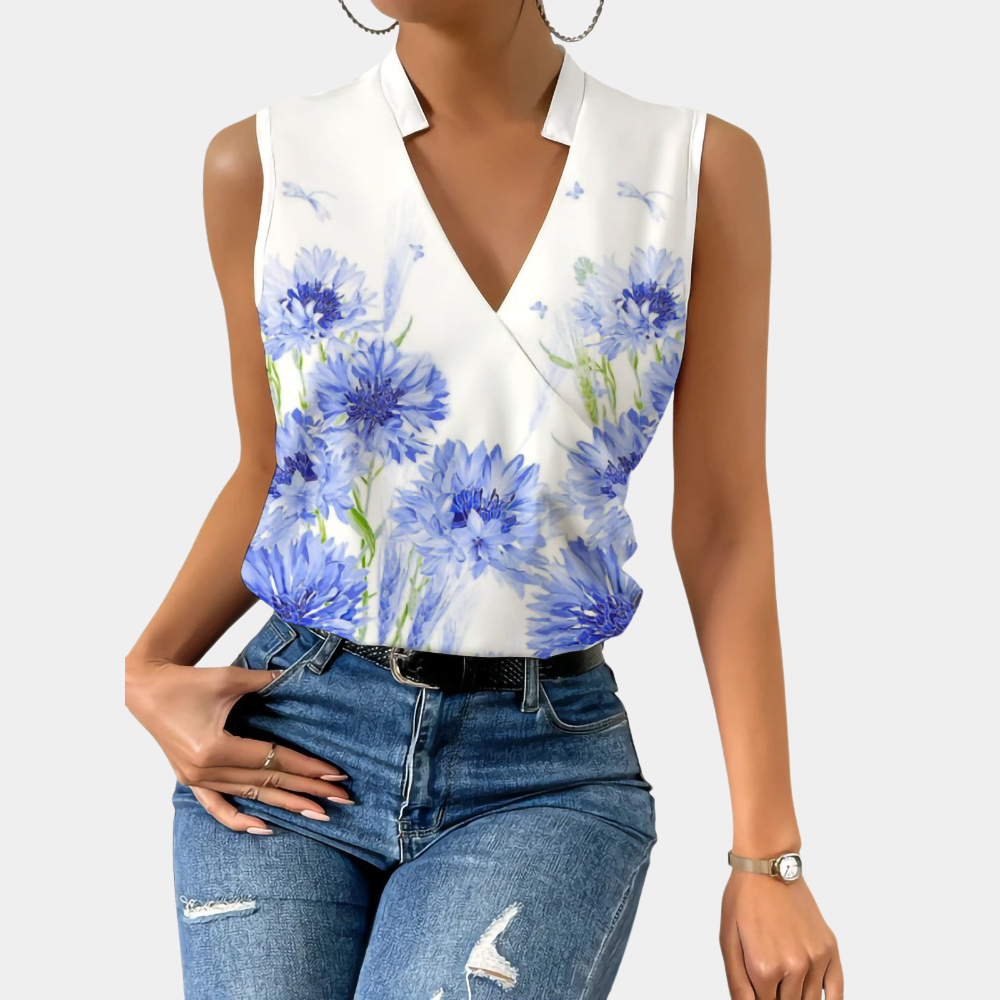 Summer V-Neck Blouse for Women Floral Lightweight Top - Nocini