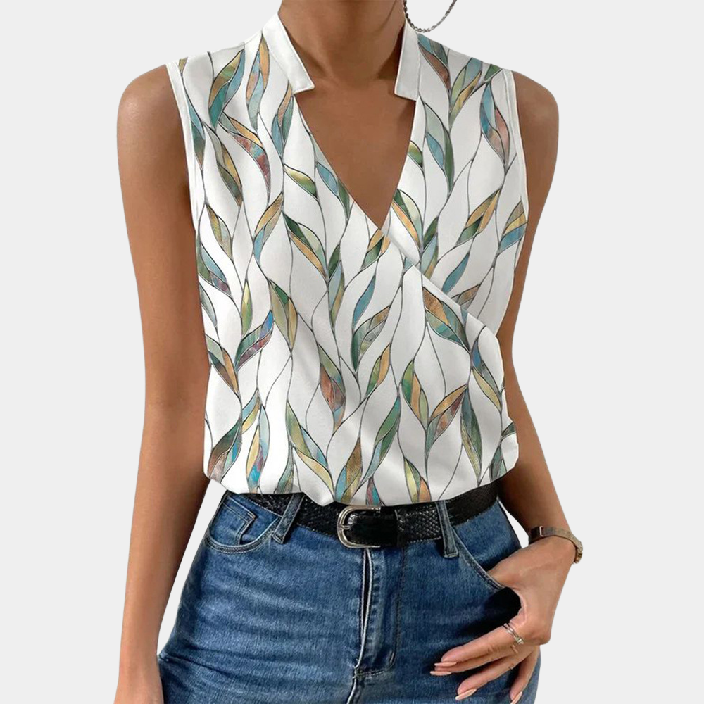 Summer V-Neck Blouse for Women Floral Lightweight Top
