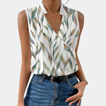 Summer V-Neck Blouse for Women Floral Lightweight Top