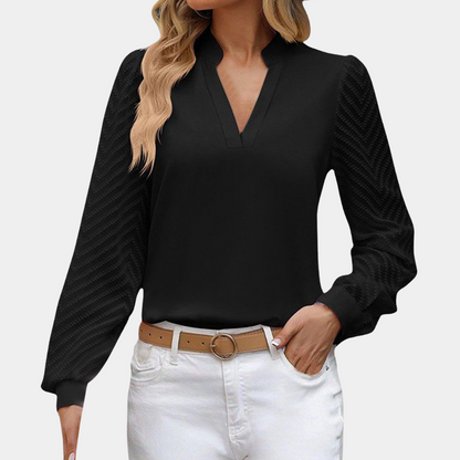 Soft Women's V-Neck Long Sleeve Blouse
