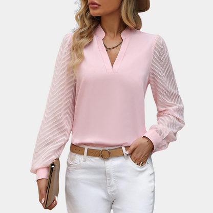 Soft Women's V-Neck Long Sleeve Blouse - Nocini