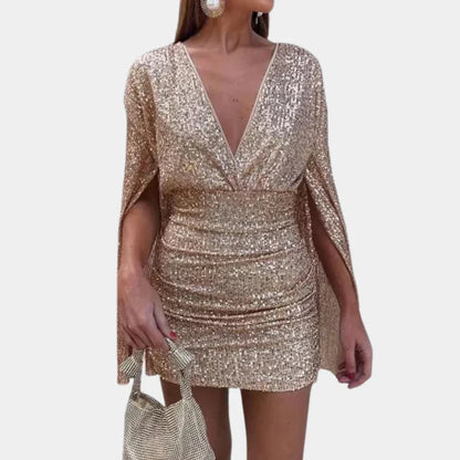 Sparkling Evening Dress with Sequin Details - Olytrend