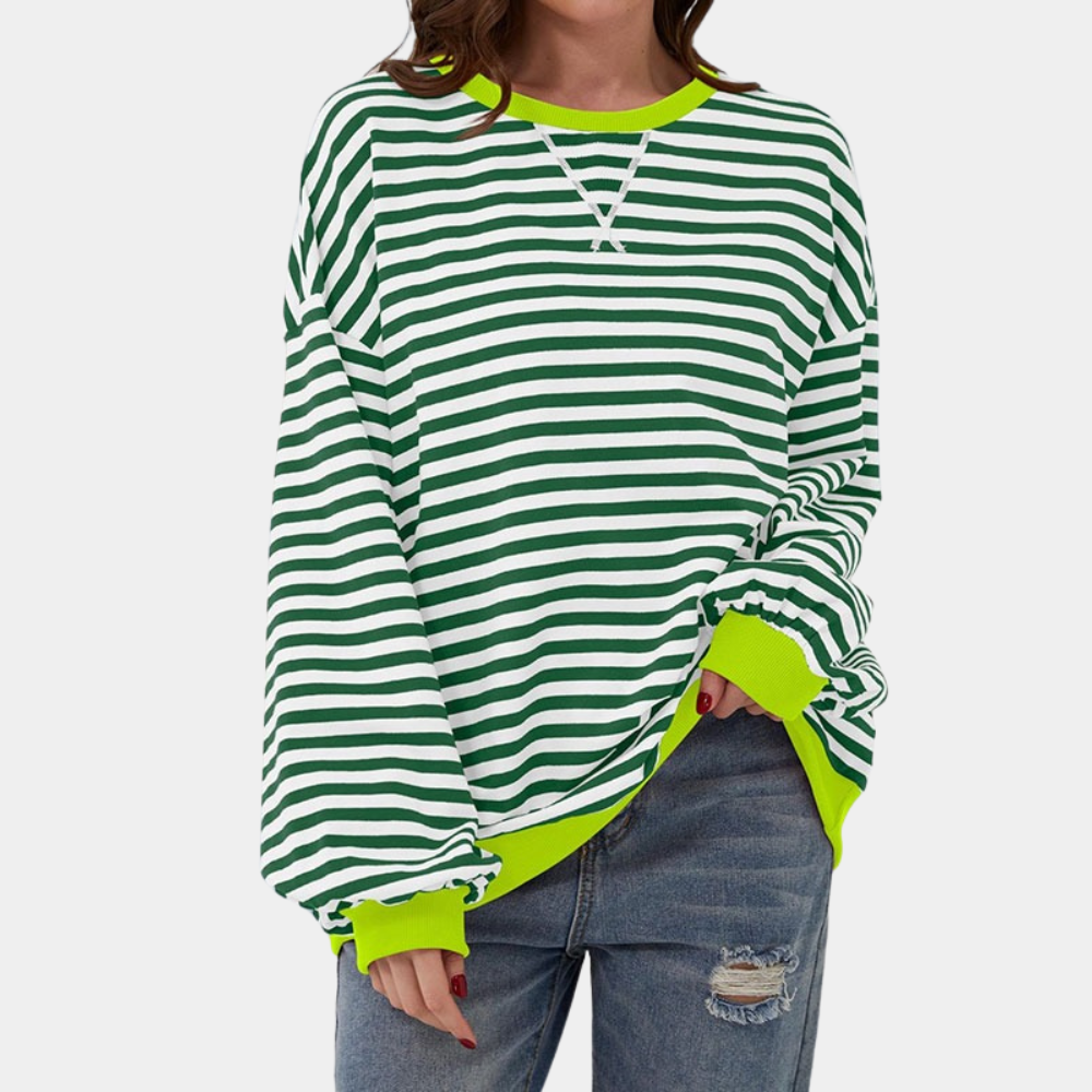Relaxed Fit Horizontal Stripe Tee for Ladies