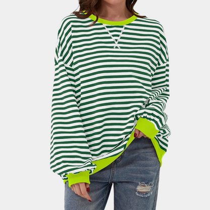 Relaxed Fit Horizontal Stripe Tee for Ladies