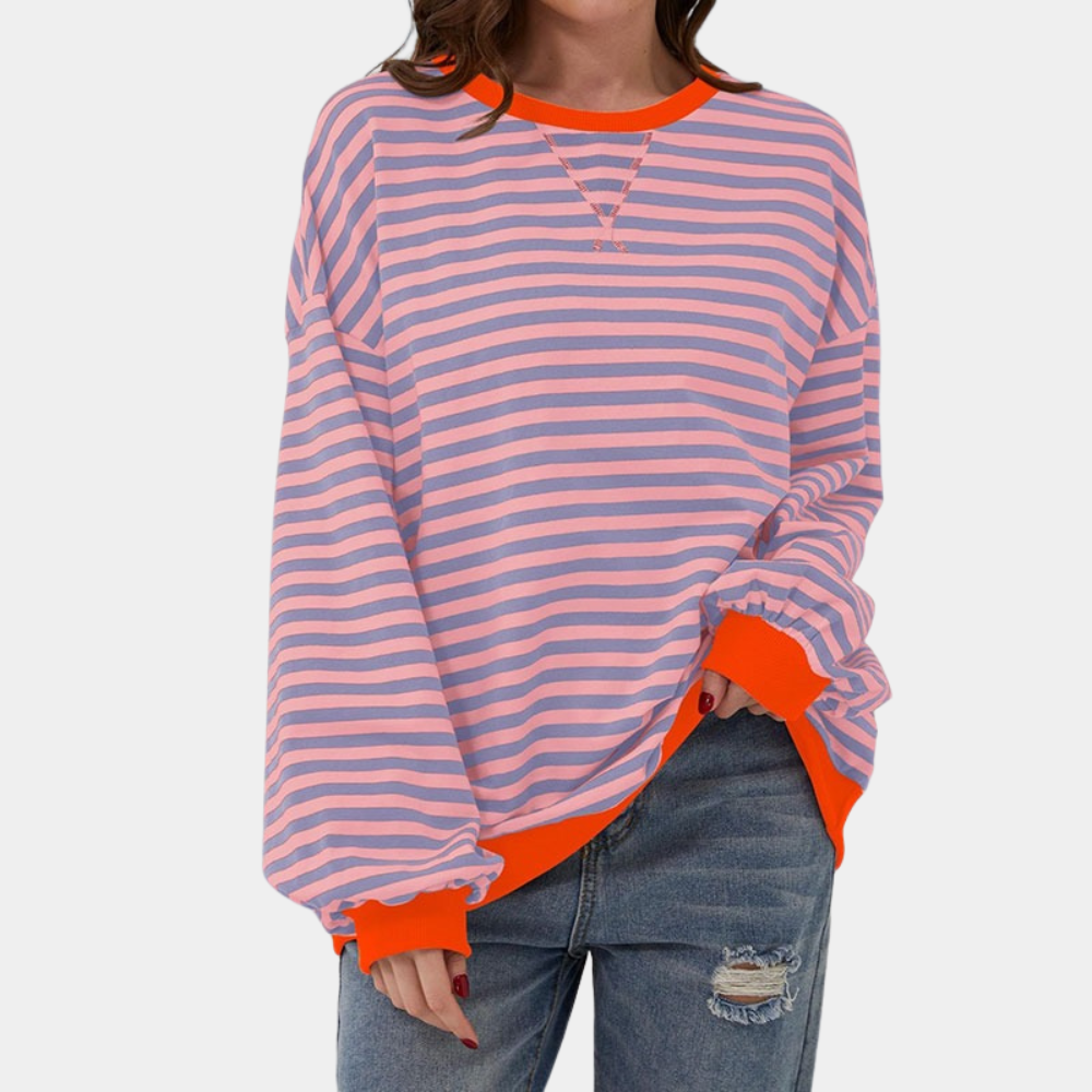 Relaxed Fit Horizontal Stripe Tee for Ladies