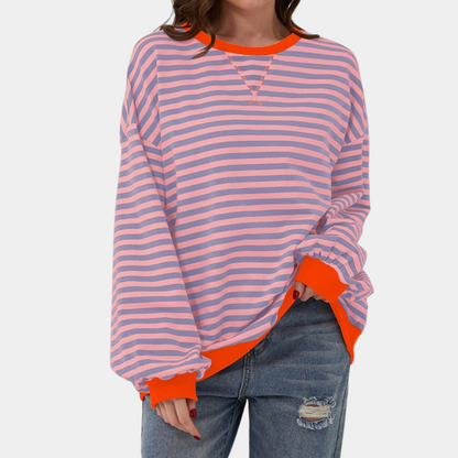 Relaxed Fit Horizontal Stripe Tee for Ladies