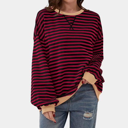 Relaxed Fit Horizontal Stripe Tee for Ladies