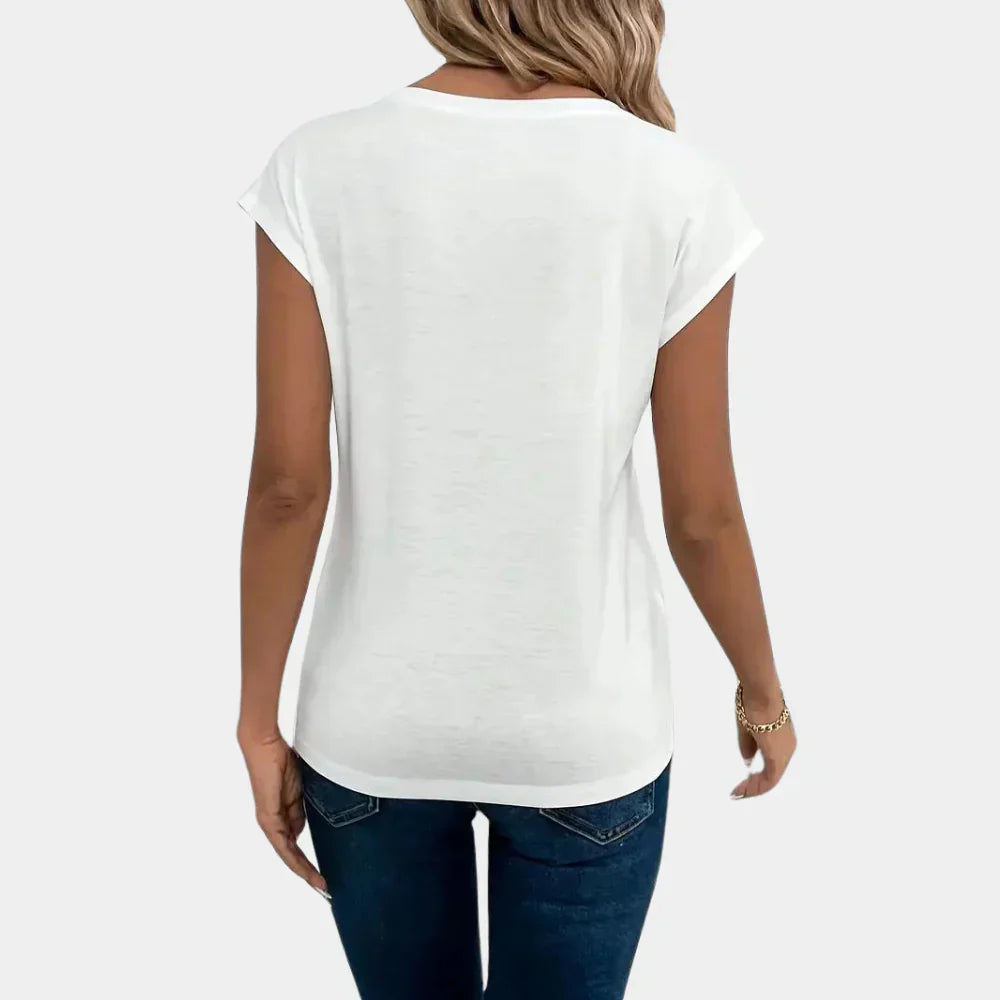 Classic Ladies V-Neck Shirt with Simple Elegance - Olytrend