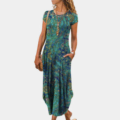 Casual Fit Women's Short Sleeve Midi Dress - Nocini
