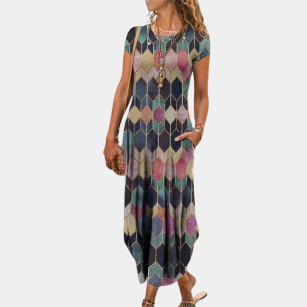 Casual Fit Women's Short Sleeve Midi Dress