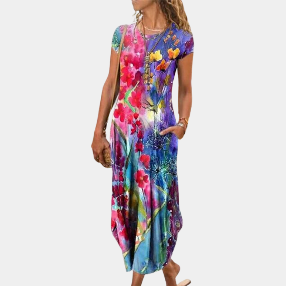 Casual Fit Women's Short Sleeve Midi Dress