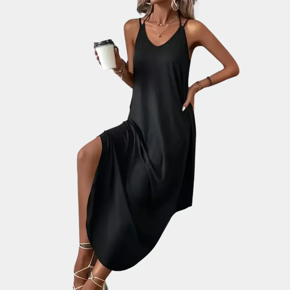 Sleeveless V Neck Summer Dress