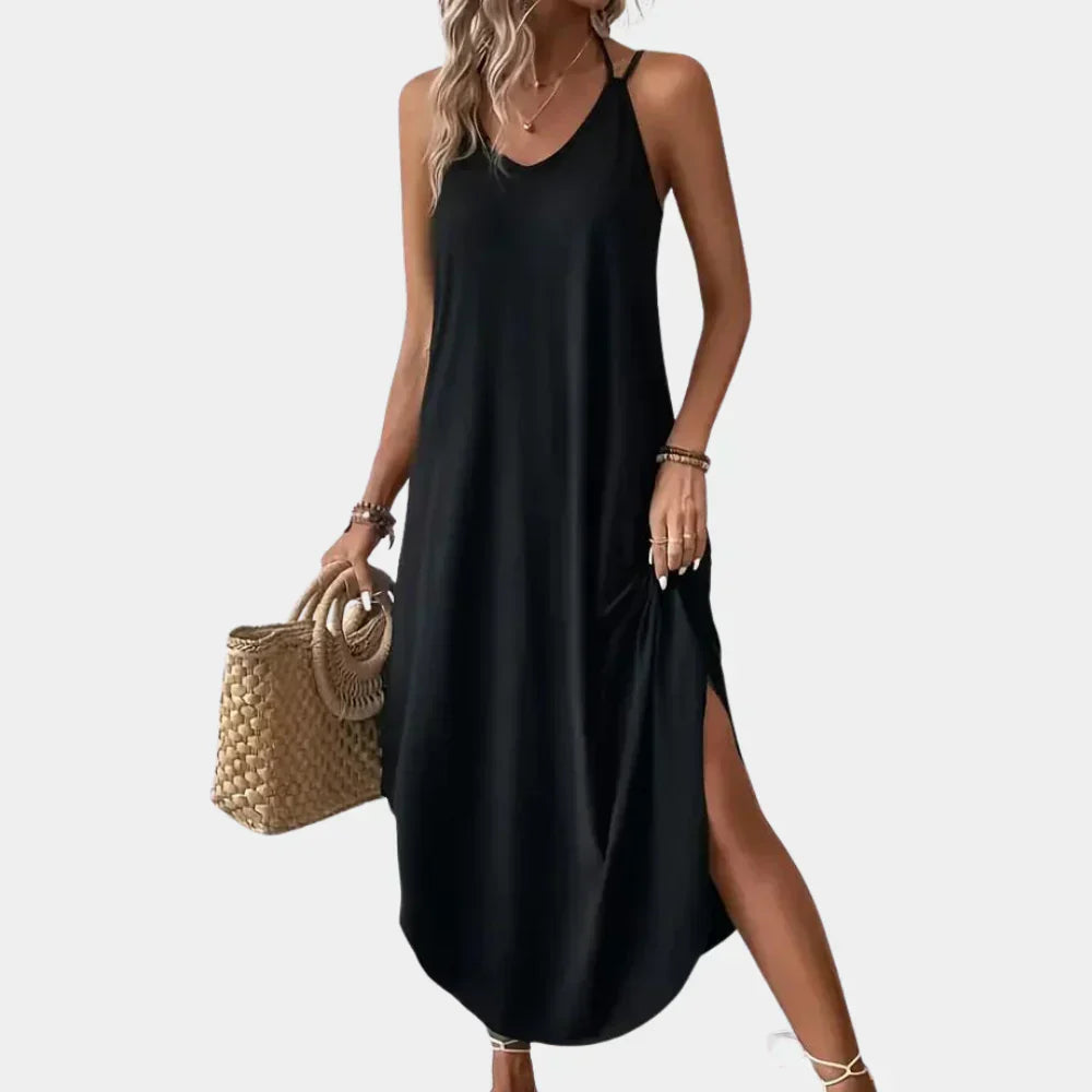 Sleeveless V Neck Summer Dress