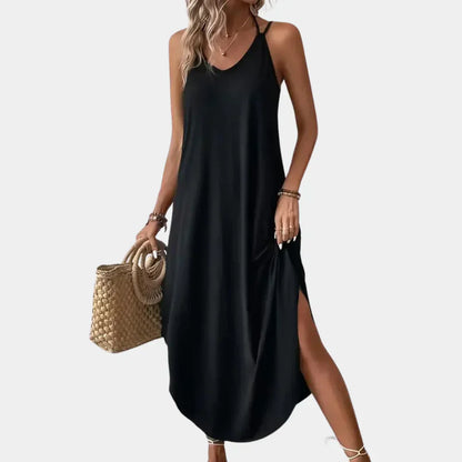 Sleeveless V Neck Summer Dress