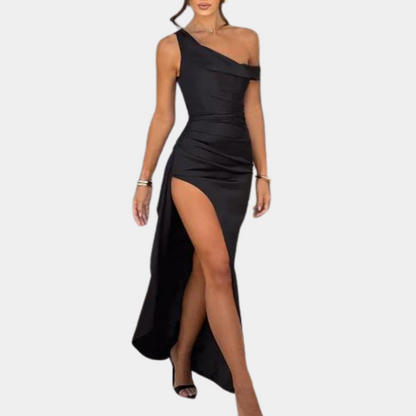 Ladies Luxury One Shoulder Satin Gown