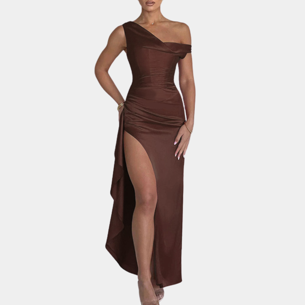 Ladies Luxury One Shoulder Satin Gown