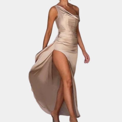 Ladies Luxury One Shoulder Satin Gown