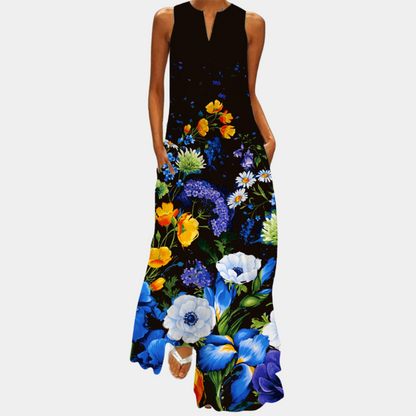 Casual Sleeveless Maxi Dress with Graphic Print