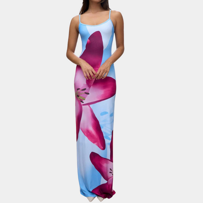 Women's Long Summer Dress - Strapless Floral Bodycon Style