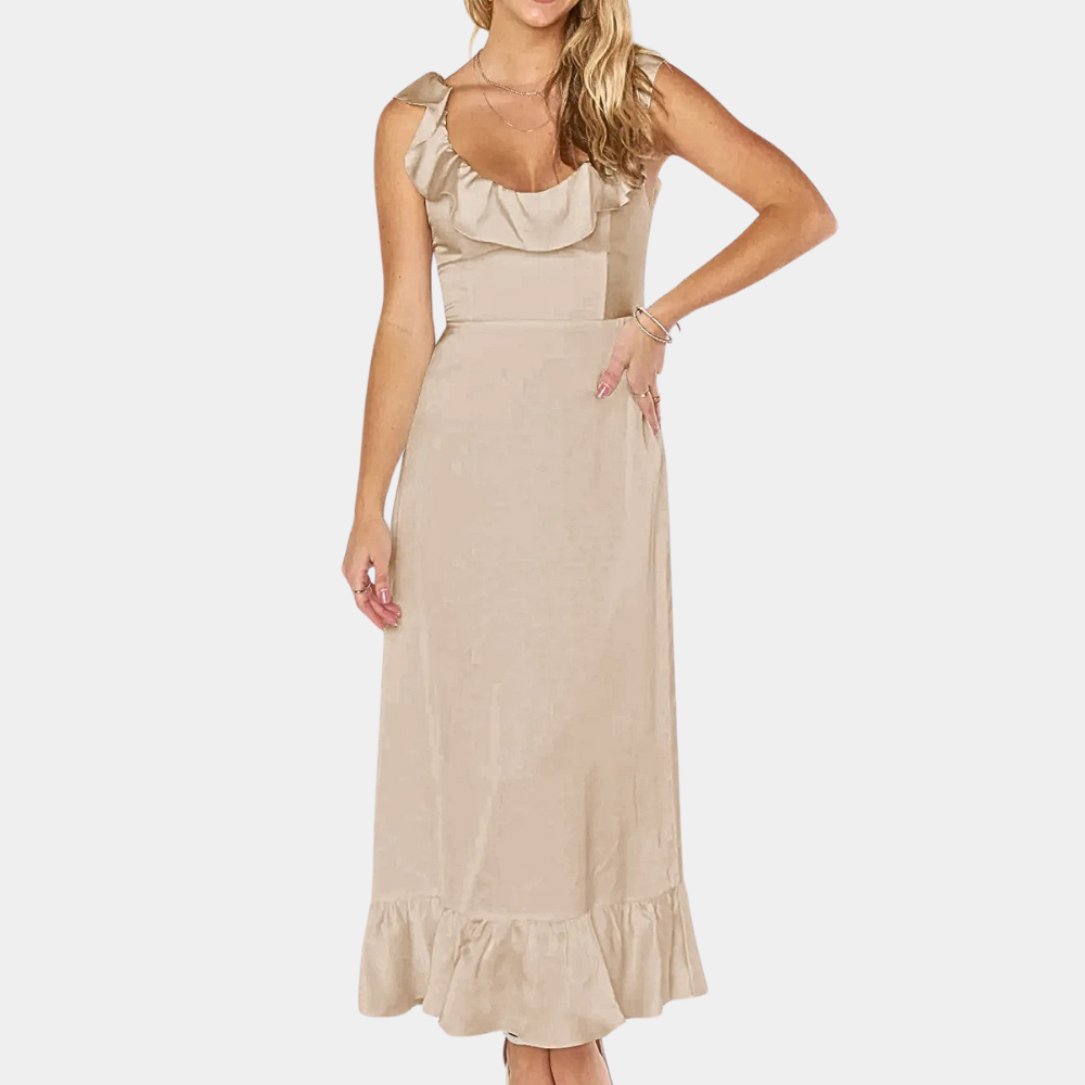 Casual Sleeveless Ruffle Midi Dress for Women - Nocini