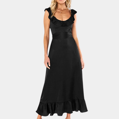 Casual Sleeveless Ruffle Midi Dress for Women