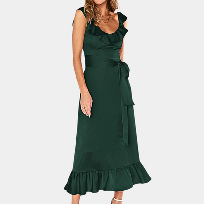 Casual Sleeveless Ruffle Midi Dress for Women
