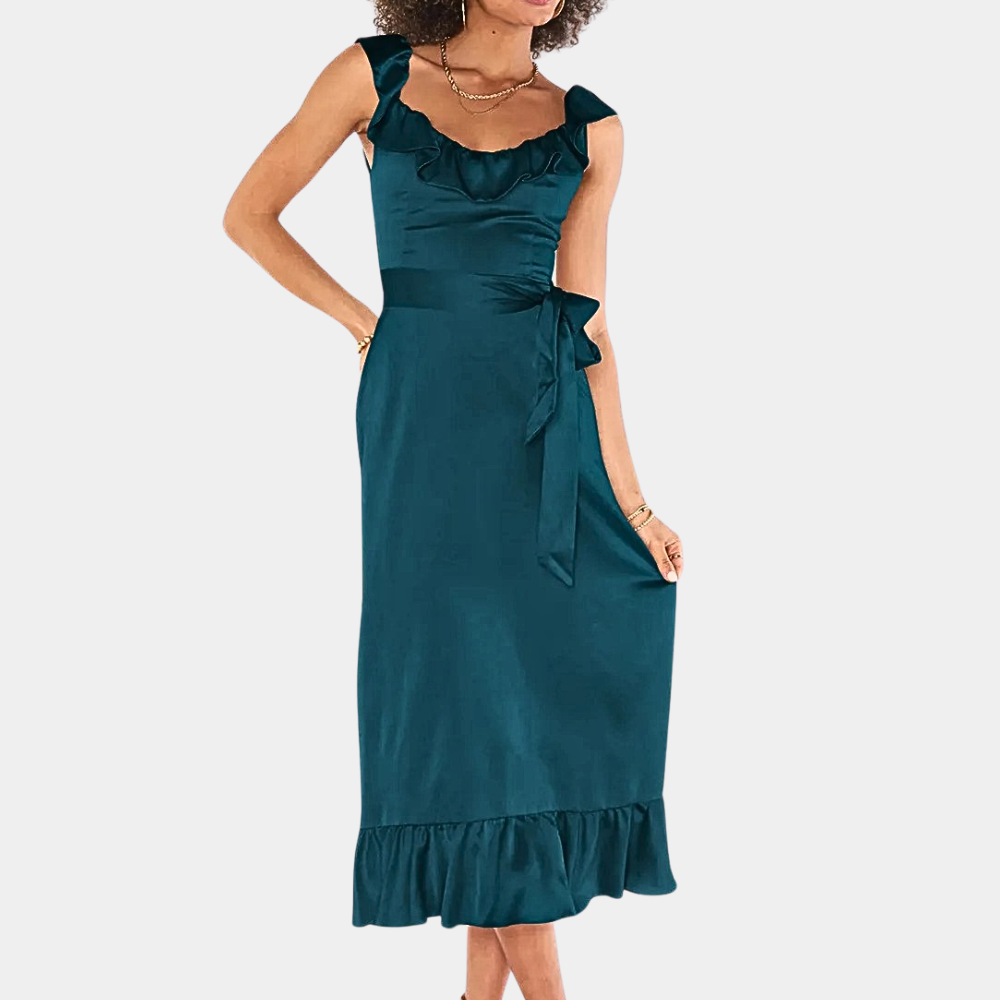 Casual Sleeveless Ruffle Midi Dress for Women