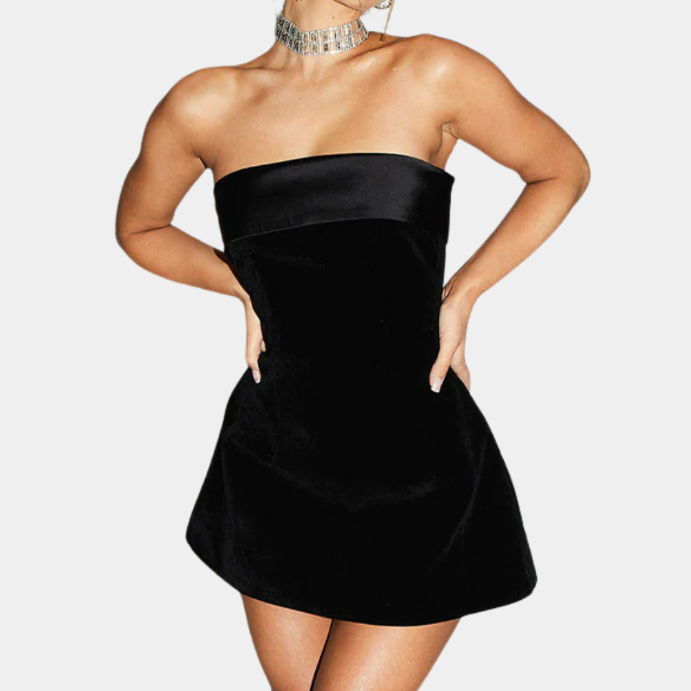 Sexy Strapless Velvet Mini Party Dress