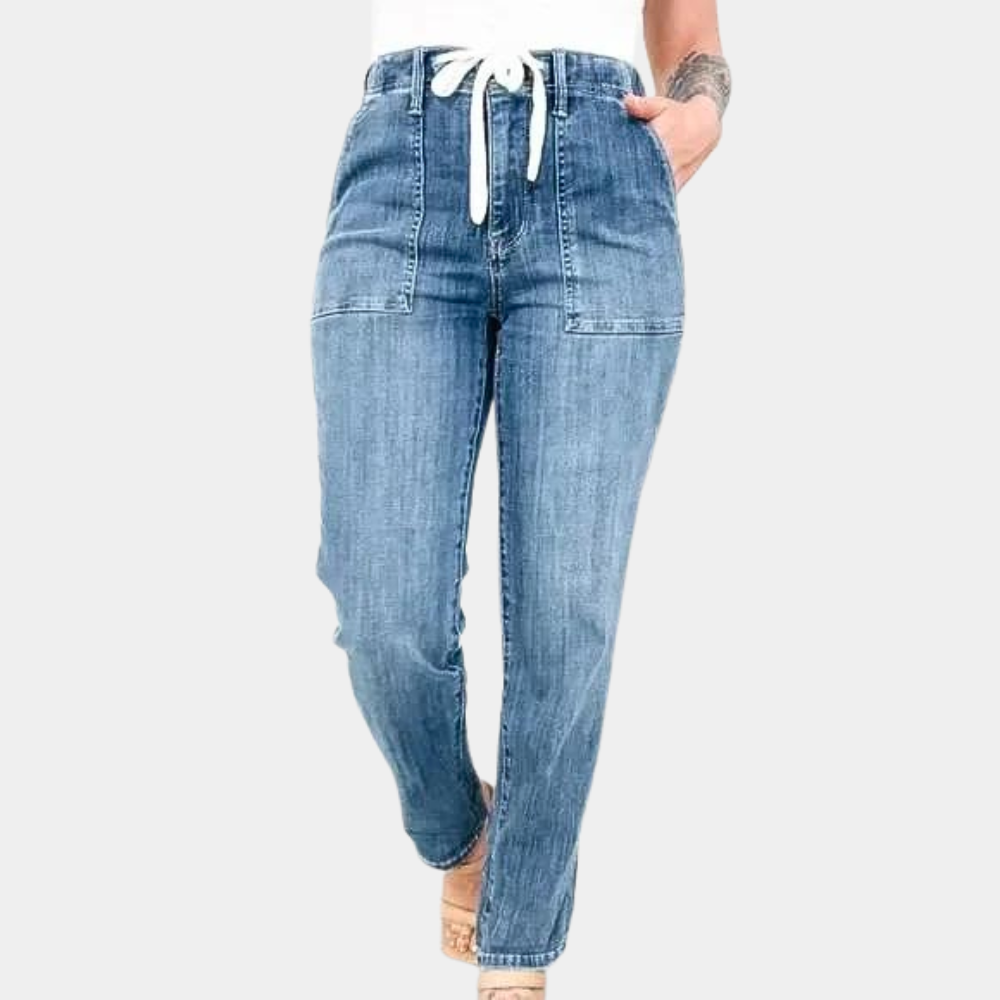 Relaxed Fit High Waist Straight Leg Women's Jeans - Nocini
