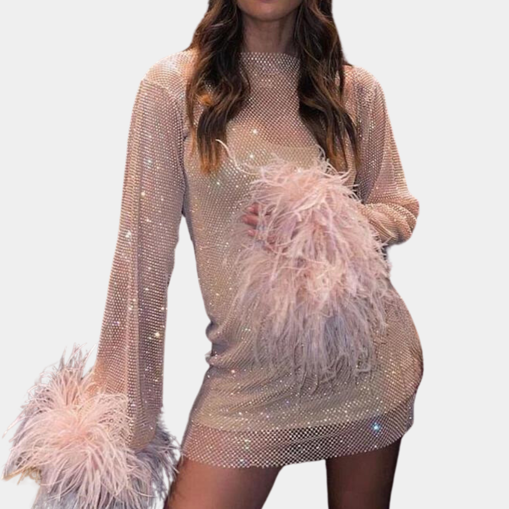Chic Mini Dress with Long Sleeves and Lace Details