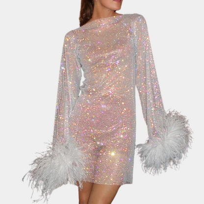 Chic Mini Dress with Long Sleeves and Lace Details