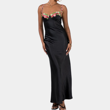 Ladies' Satin Evening Gown - Fitted Party Dress - Nocini