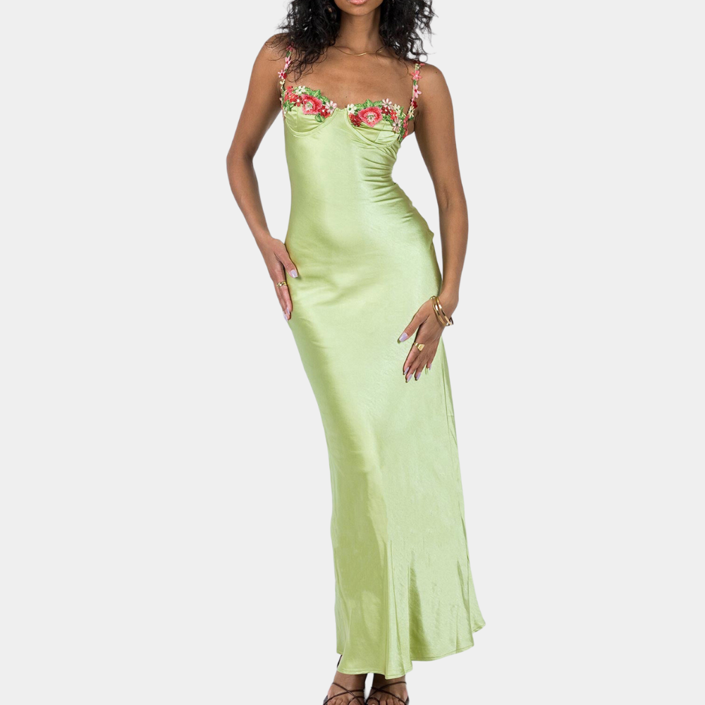 Ladies' Satin Evening Gown - Fitted Party Dress