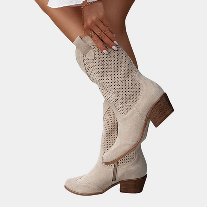 Ladies' Ankle Western Boots with Decorative Details and Zip Up