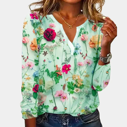 Elegant Garden Print Ladies Top - Olytrend