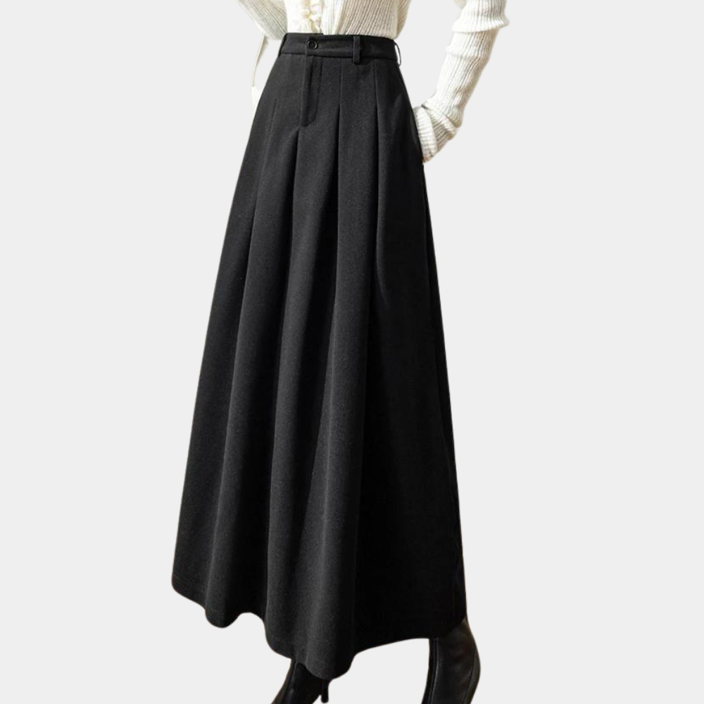 Long Flowy Maxi Skirt High Waist Pleated Style - Nocini