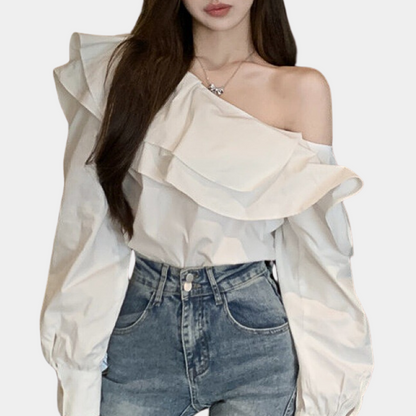 Fashionable Off Shoulder Ruffle Blouse for Women - Nocini