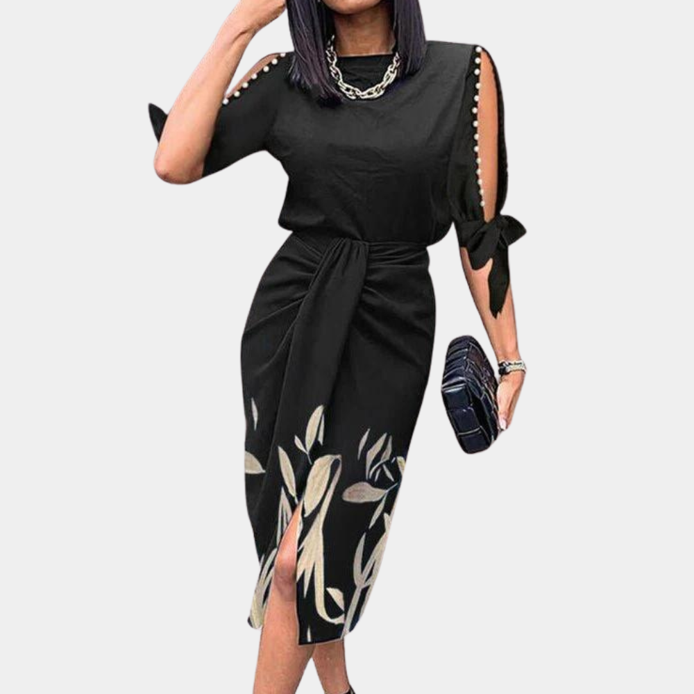Ladies' Knee Length Dress with Button Front and Belt - Nocini