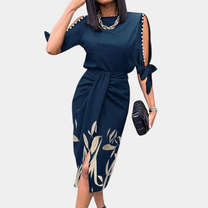 Ladies' Knee Length Dress with Button Front and Belt