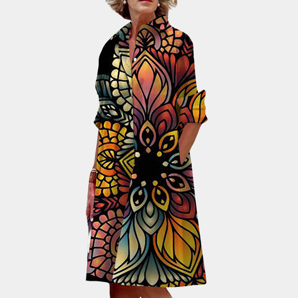Casual Floral Print Mid Length Dress - Nocini