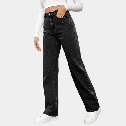 Comfortable Women's Straight Leg High Waist Jeans