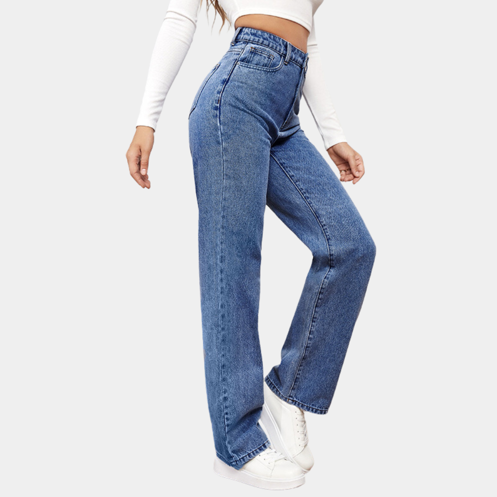 Comfortable Women's Straight Leg High Waist Jeans - Nocini