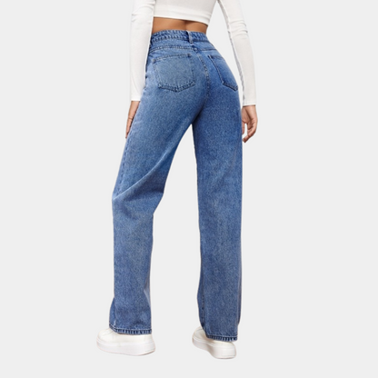Comfortable Women's Straight Leg High Waist Jeans