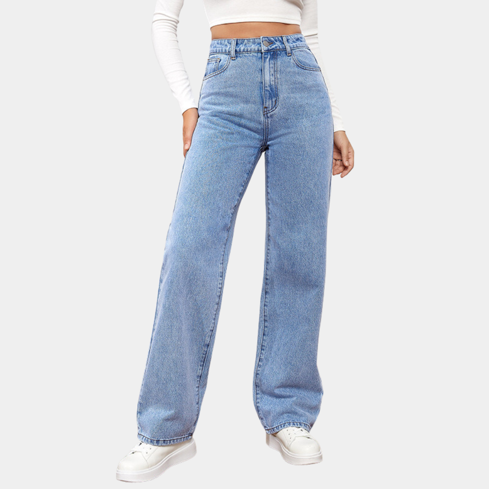 Comfortable Women's Straight Leg High Waist Jeans