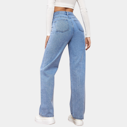 Comfortable Women's Straight Leg High Waist Jeans